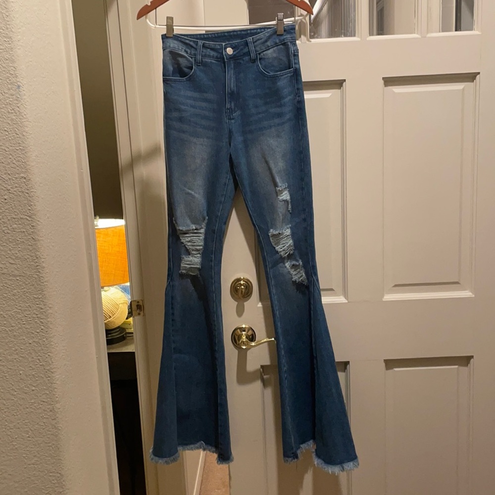 Light wash funky flare jeans